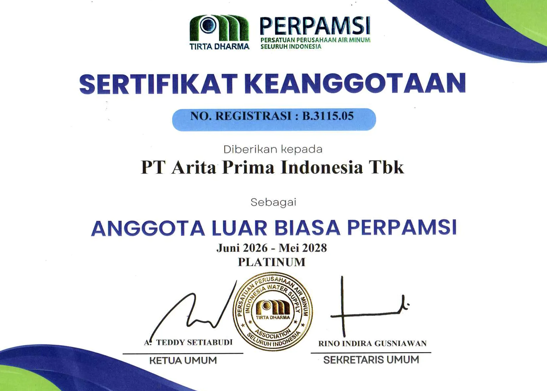 Sertifikat Keanggotaan Perpamsi